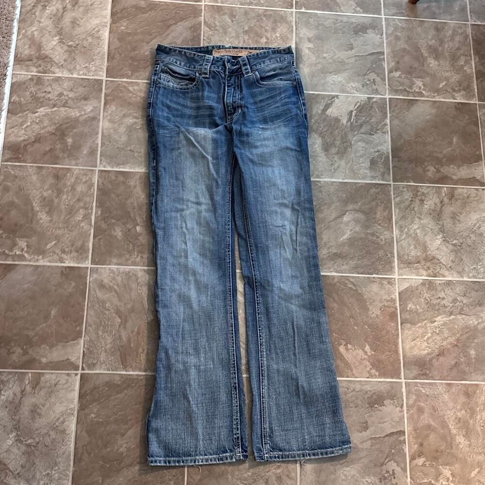 Vintage Unisex Y2K 2000s rock revival low rise bootcut jeans, size 28x34!